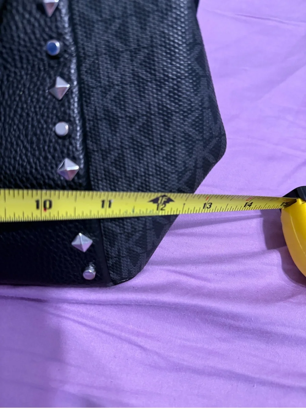 Michael Kors Black Studded Leather Satchel with Silver Hardware